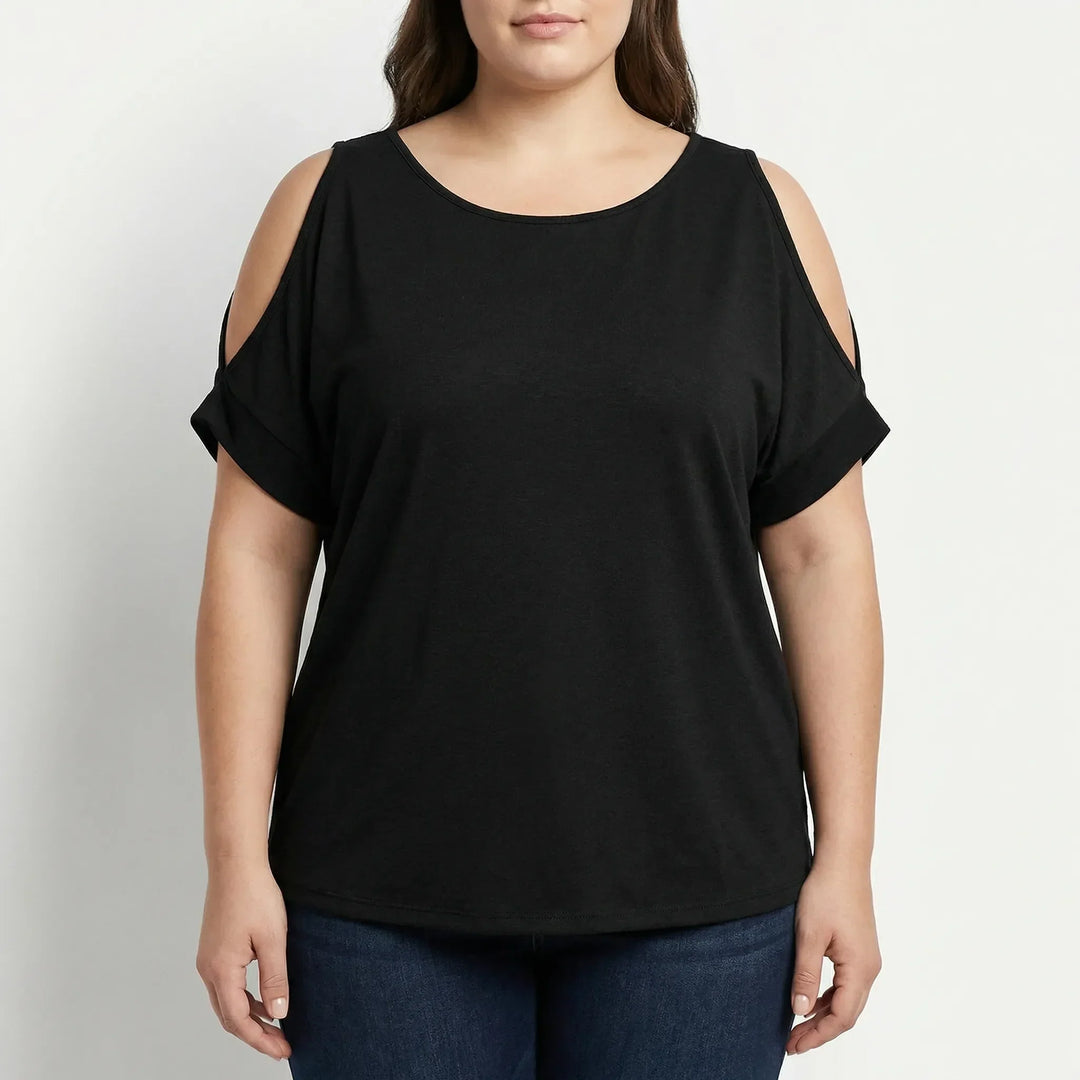 Plus Size Cold-Shoulder Short Sleeve Top - Melissa