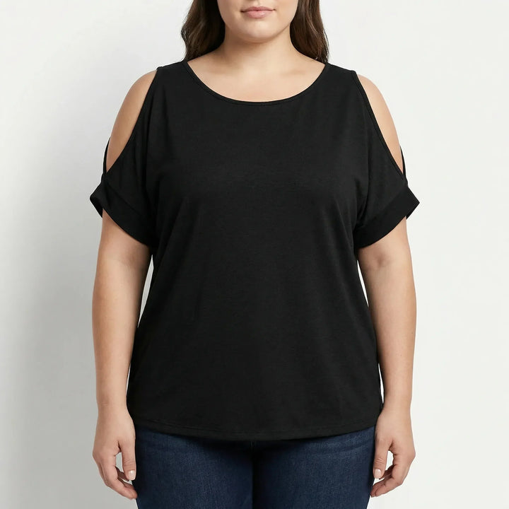 Plus Size Cold-Shoulder Short Sleeve Top - Melissa