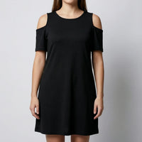Plus Size Cold Shoulder Knee Dress - Terri