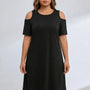 Plus Size Cold Shoulder Knee Dress - Terri