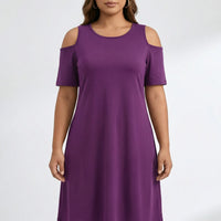 Plus Size Cold Shoulder Knee Dress - Terri