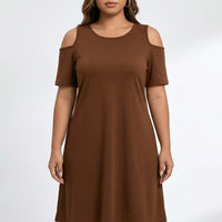 Plus Size Cold Shoulder Knee Dress - Terri