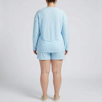 Plus Size Crew Neck Long Sleeve Top And Shorts Set - Charlene