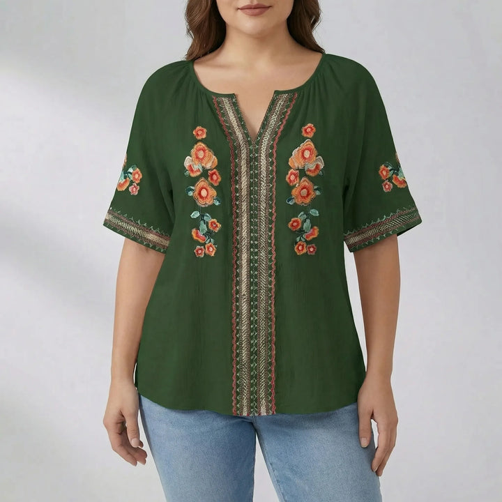 Plus Size Embroidered Short Sleeve Top - Natasha