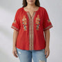 Plus Size Embroidered Short Sleeve Top - Natasha