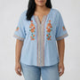 Plus Size Embroidered Short Sleeve Top - Natasha