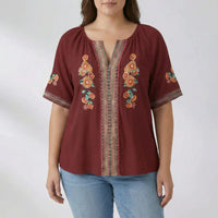 Plus Size Embroidered Short Sleeve Top - Natasha