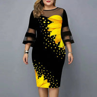 Plus Size Floral Print Midi Dress - Patty