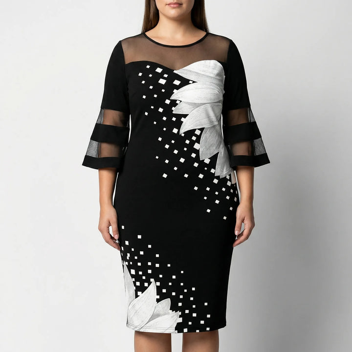 Plus Size Floral Print Midi Dress - Patty