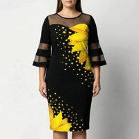 Plus Size Floral Print Midi Dress - Patty