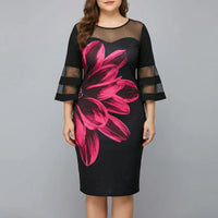 Plus Size Floral Print Midi Dress - Patty