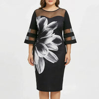 Plus Size Floral Print Midi Dress - Patty