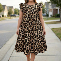Plus Size Leopard Print Midi Dress - Sheri