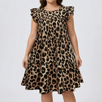 Plus Size Leopard Print Midi Dress - Sheri