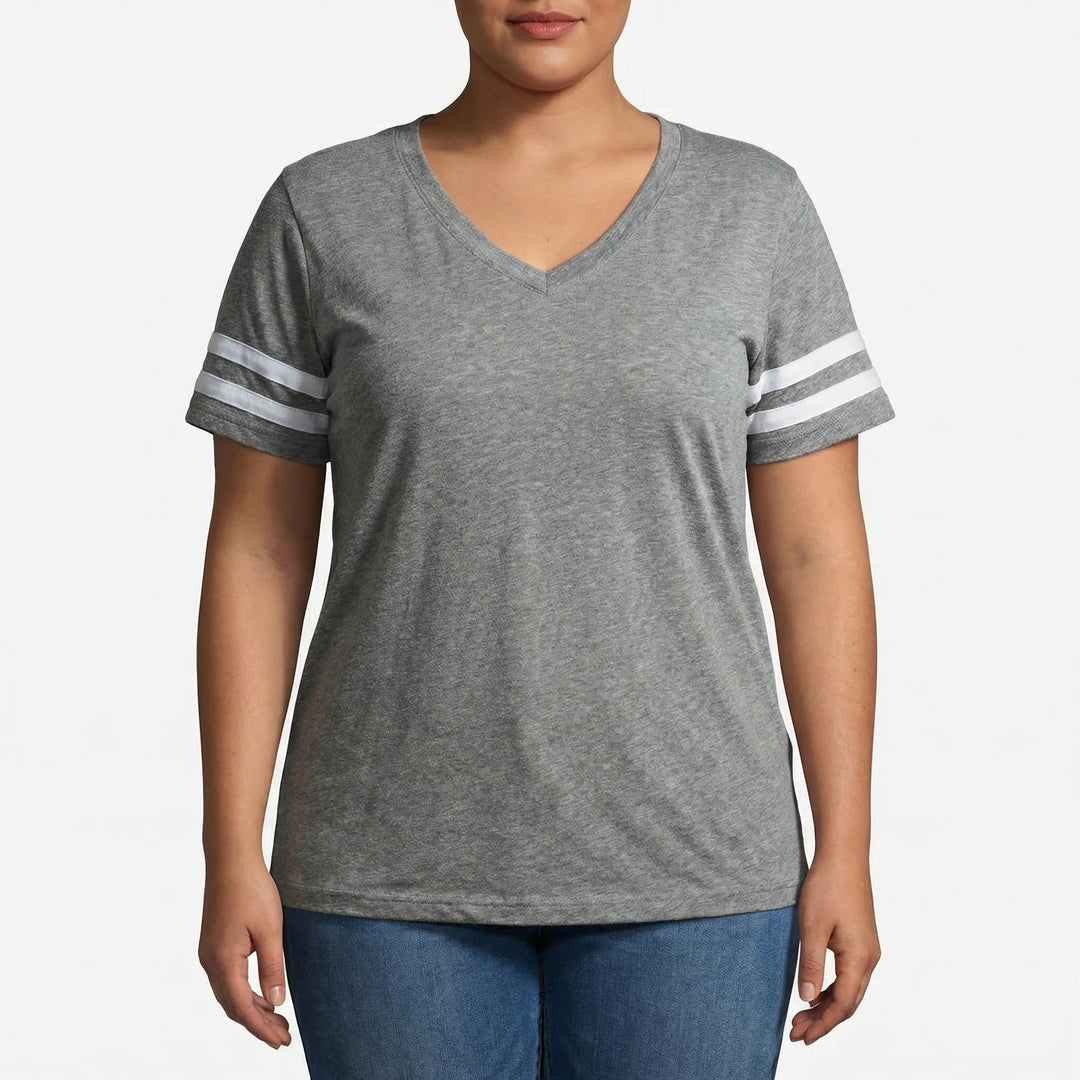 Plus Size Loose V-Neck Tee - Lorraine