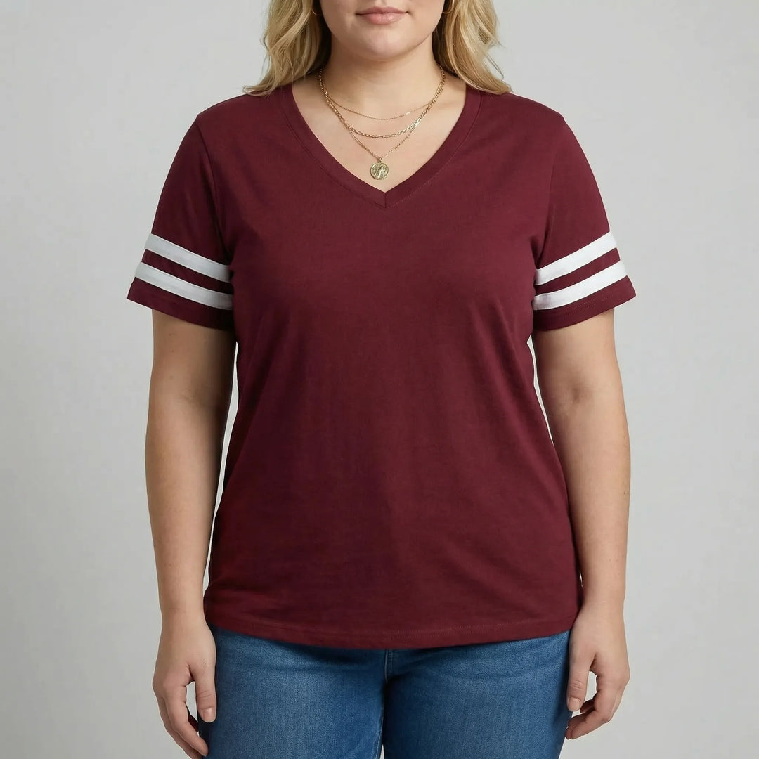 Plus Size Loose V-Neck Tee - Lorraine