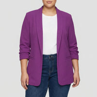 Plus Size Open-Front Lapel Blazer - Louise