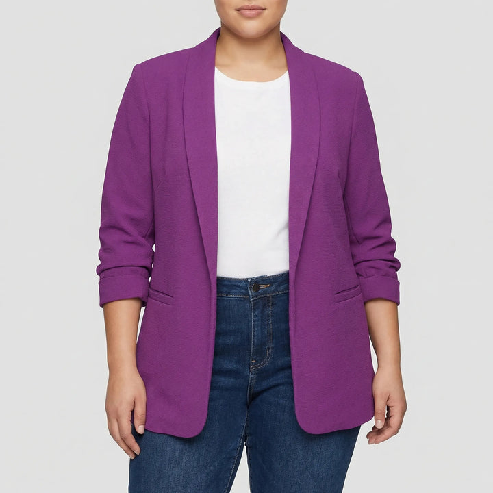 Plus Size Open-Front Lapel Blazer - Louise