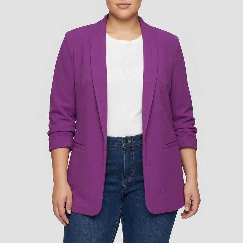 Plus Size Open-Front Lapel Blazer - Louise