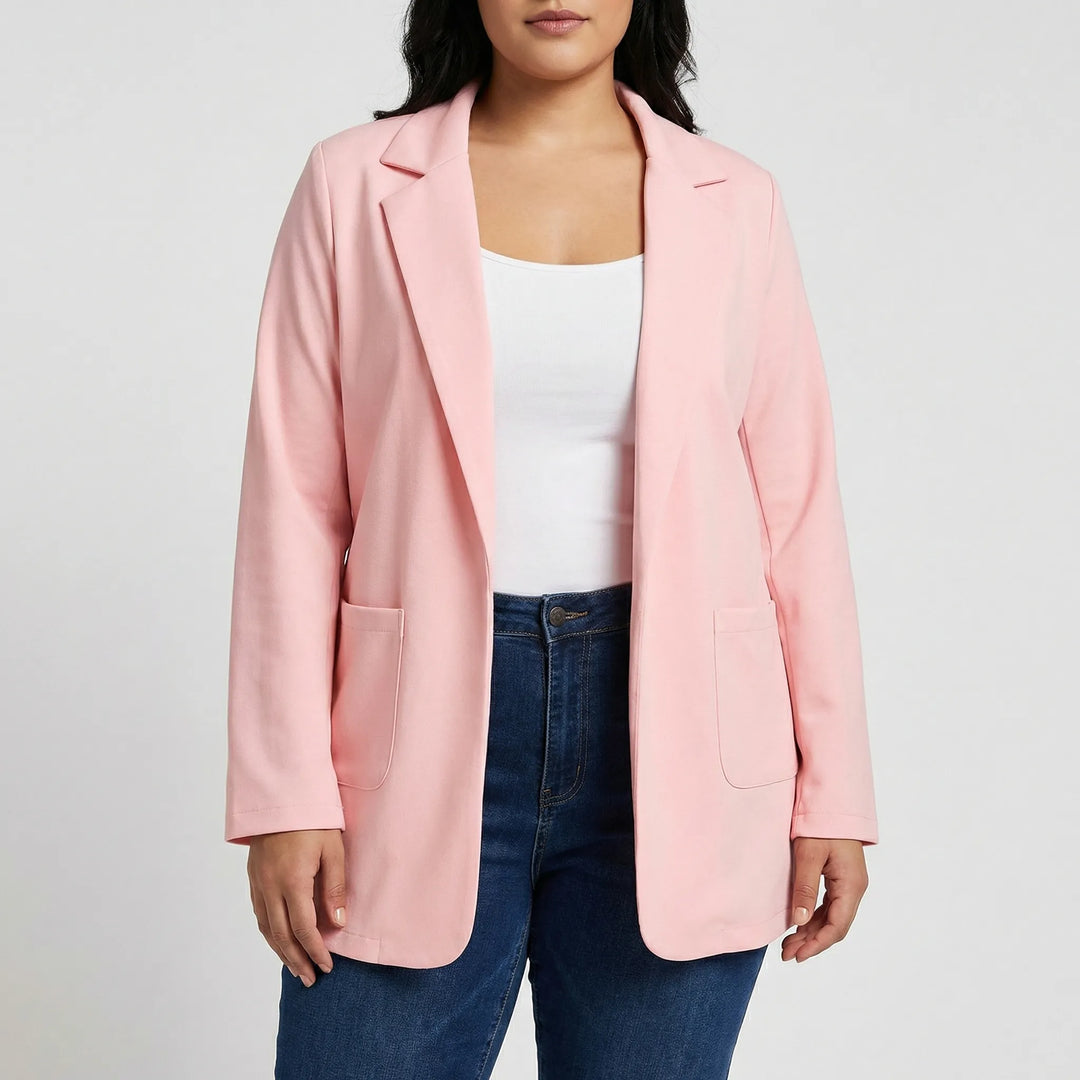 Plus Size Open-Front Lapel Blazer - Louise