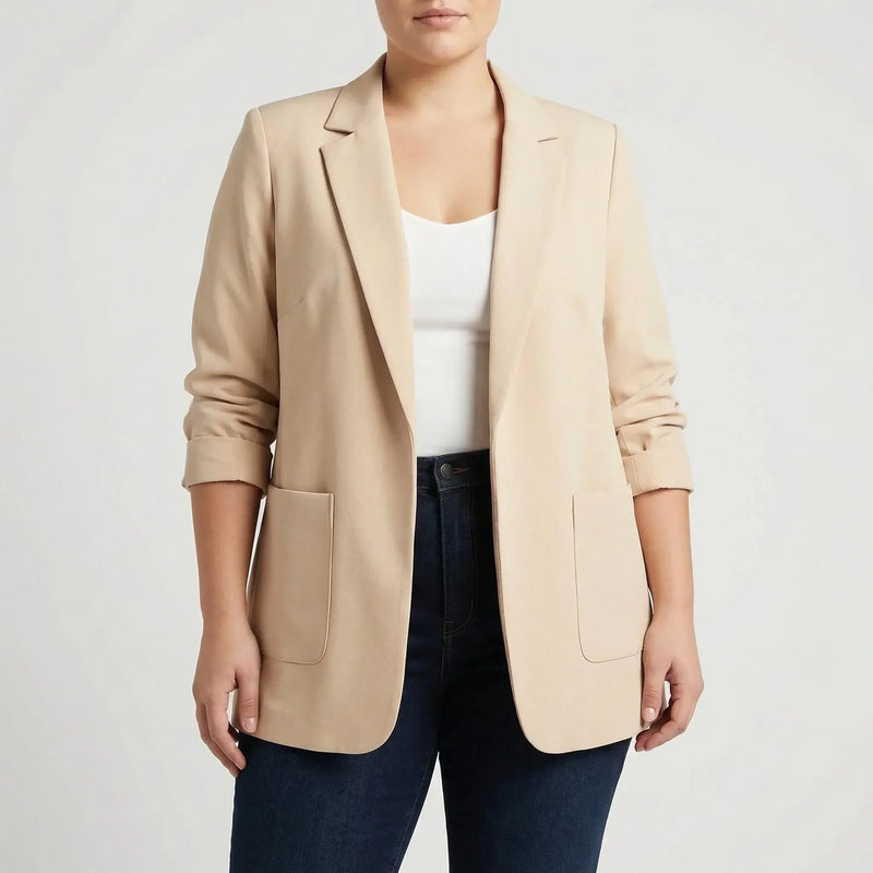 Plus Size Open-Front Lapel Blazer - Louise