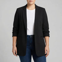 Plus Size Open-Front Lapel Blazer - Louise
