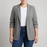 Plus Size Open-Front Lapel Blazer - Louise