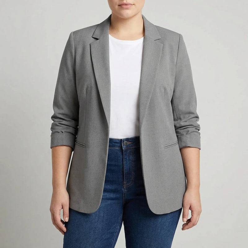 Plus Size Open-Front Lapel Blazer - Louise