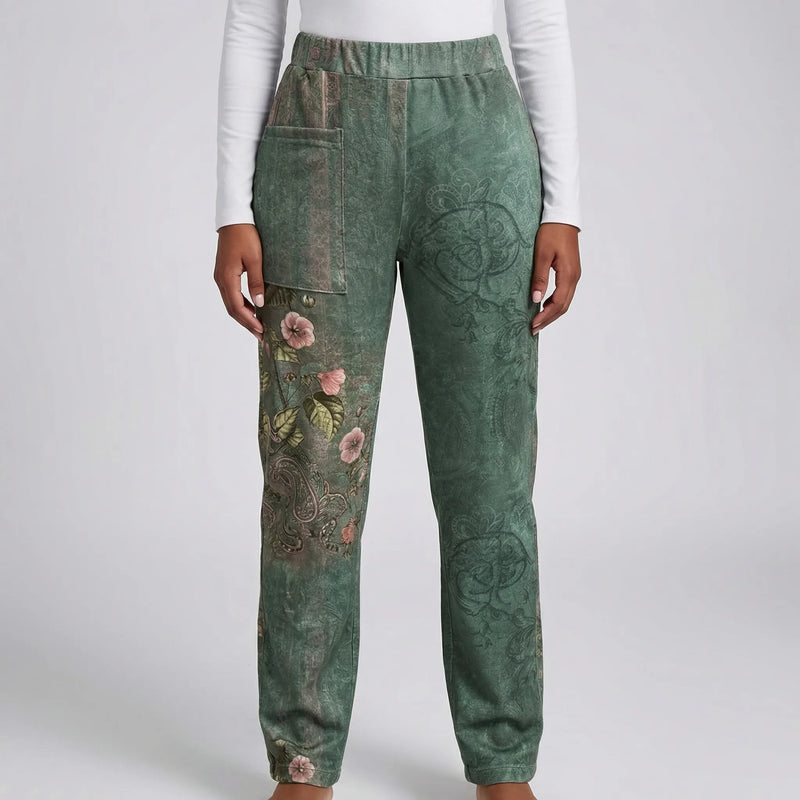Plus Size Paisley Print Jogger Pants - Laverne