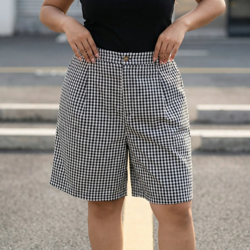 Plus Size Plaid Wide Leg Shorts - Denise