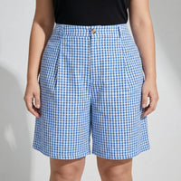 Plus Size Plaid Wide Leg Shorts - Denise
