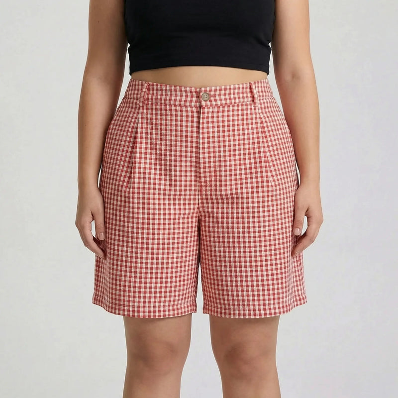 Plus Size Plaid Wide Leg Shorts - Denise