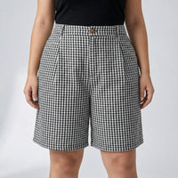 Plus Size Plaid Wide Leg Shorts - Denise