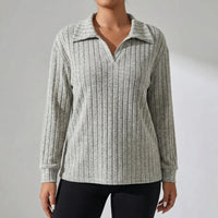 Plus Size Ribbed Knit Long Sleeve Top - Charlotte