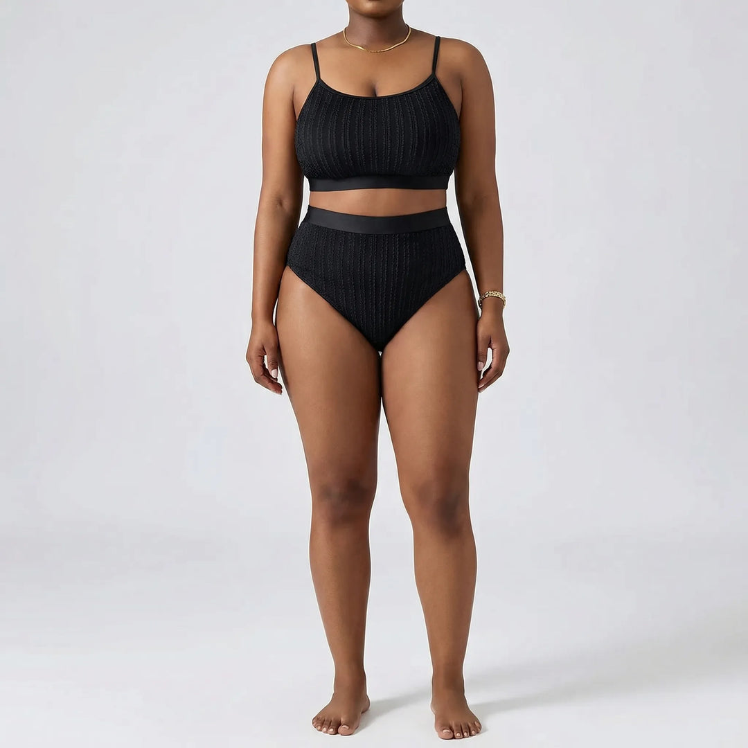 Plus Size Ribbed Two-Piece Bikini Set - Flora