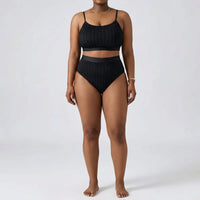 Plus Size Ribbed Two-Piece Bikini Set - Flora