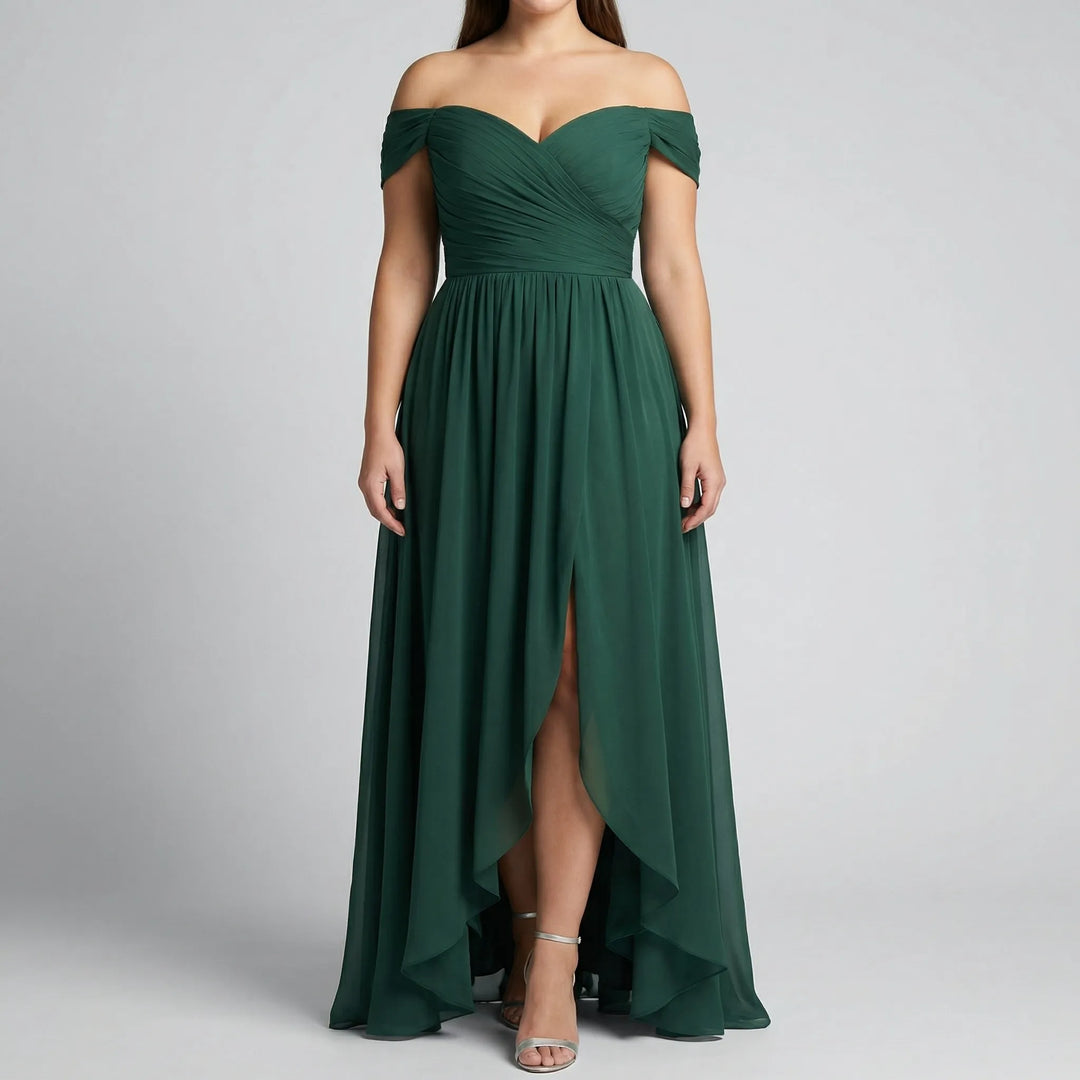 Plus Size Ruched Bodice Evening Dress - Alyssa