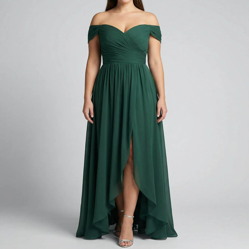 Plus Size Ruched Bodice Evening Dress - Alyssa