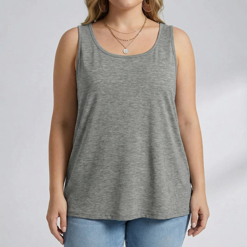 Plus Size Sleeveless U-Neck Tank Top - Lois