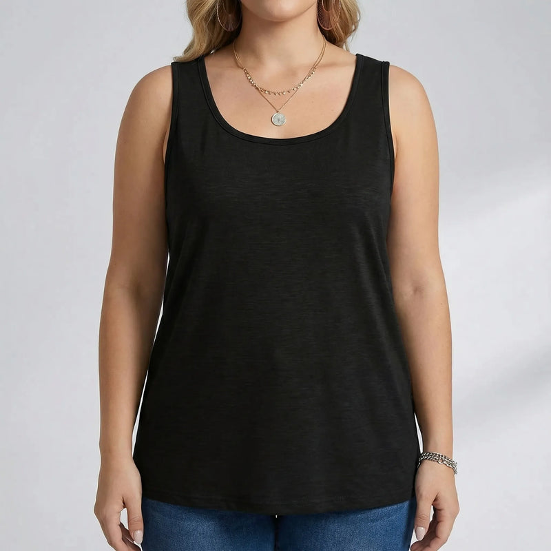 Plus Size Sleeveless U-Neck Tank Top - Lois