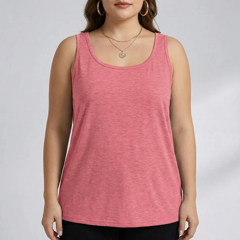Plus Size Sleeveless U-Neck Tank Top - Lois