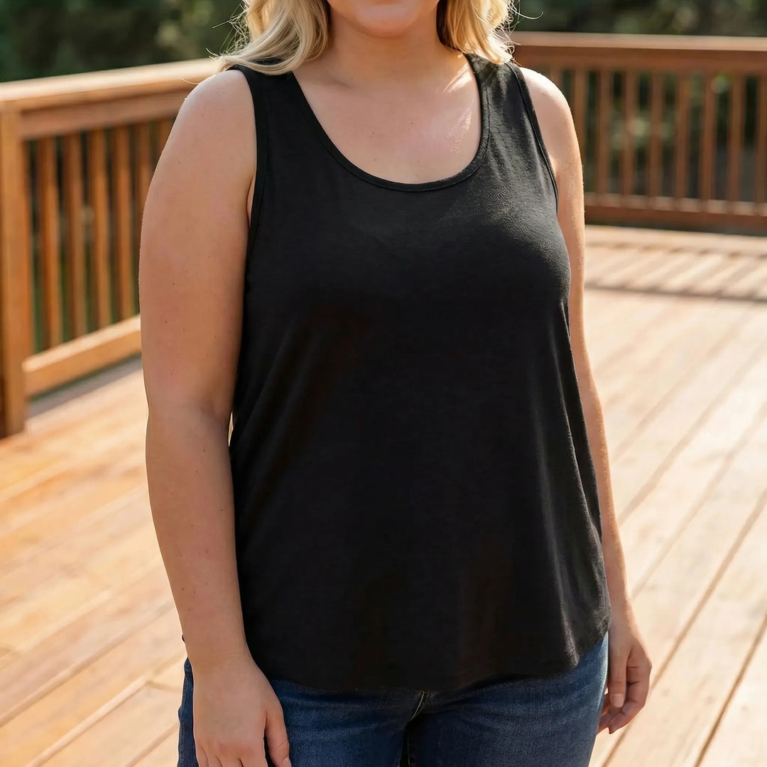 Plus Size Sleeveless U-Neck Tank Top - Lois