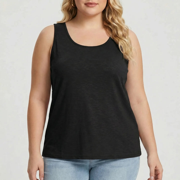 Plus Size Sleeveless U-Neck Tank Top - Lois