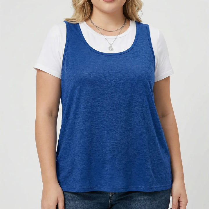 Plus Size Sleeveless U-Neck Tank Top - Lois
