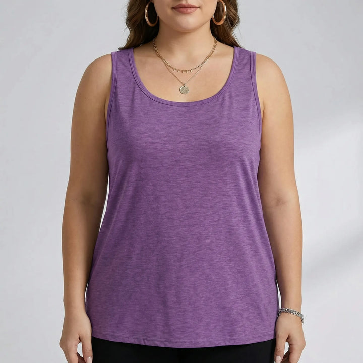 Plus Size Sleeveless U-Neck Tank Top - Lois