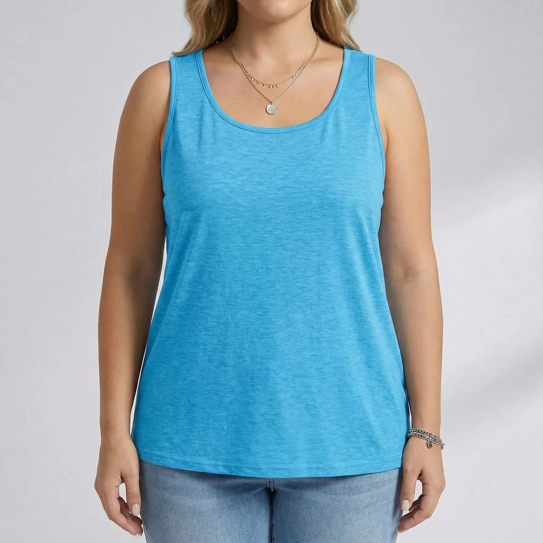 Plus Size Sleeveless U-Neck Tank Top - Lois