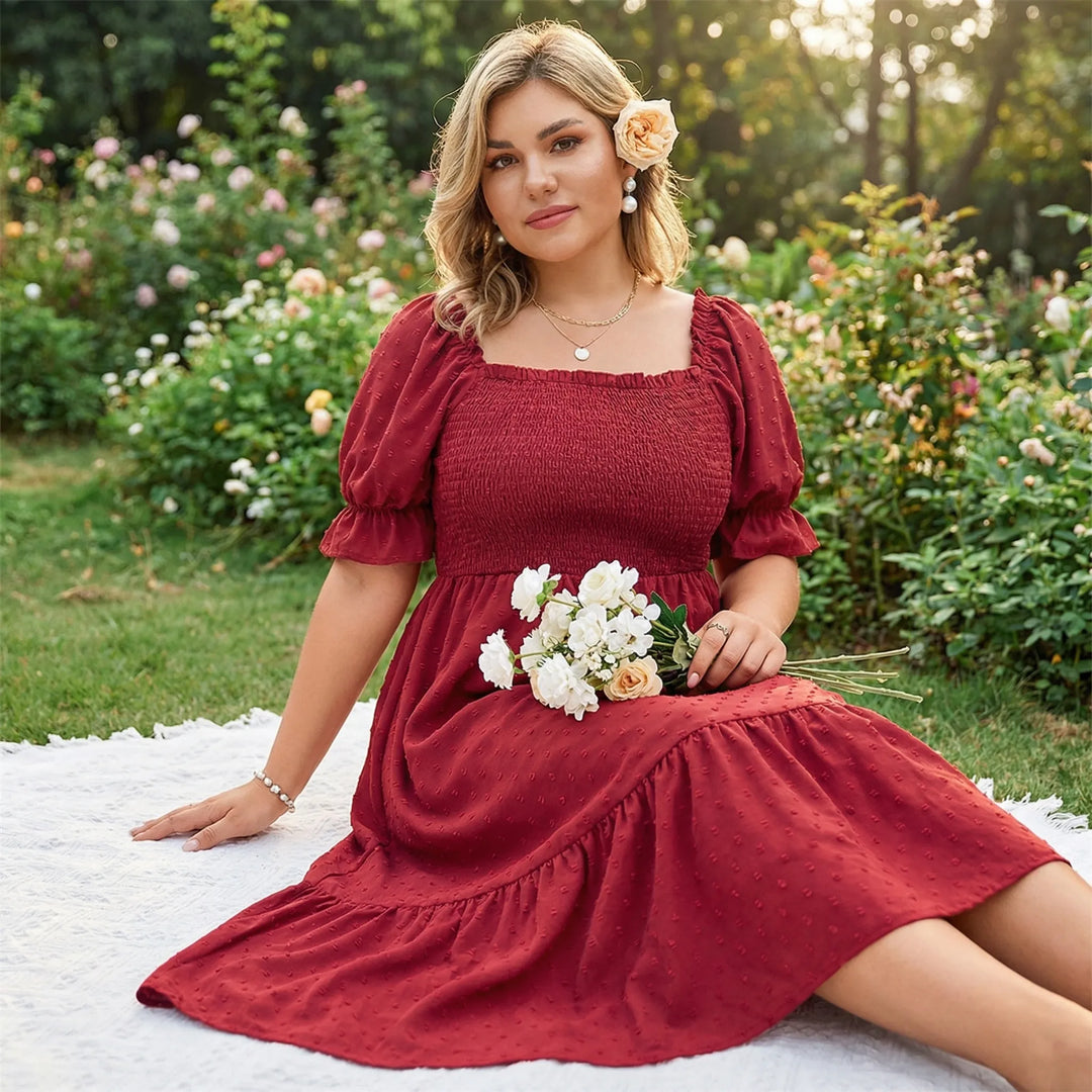 Plus Size Smocked Bodice Maxi Dress - Connie