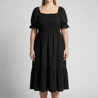 Plus Size Smocked Bodice Maxi Dress - Connie