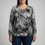Plus Size Tie-Dye Lace-Up Top - Doreen