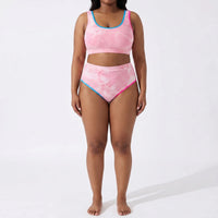 Plus Size Tie Dye Two-Piece Bikini Set - Jean